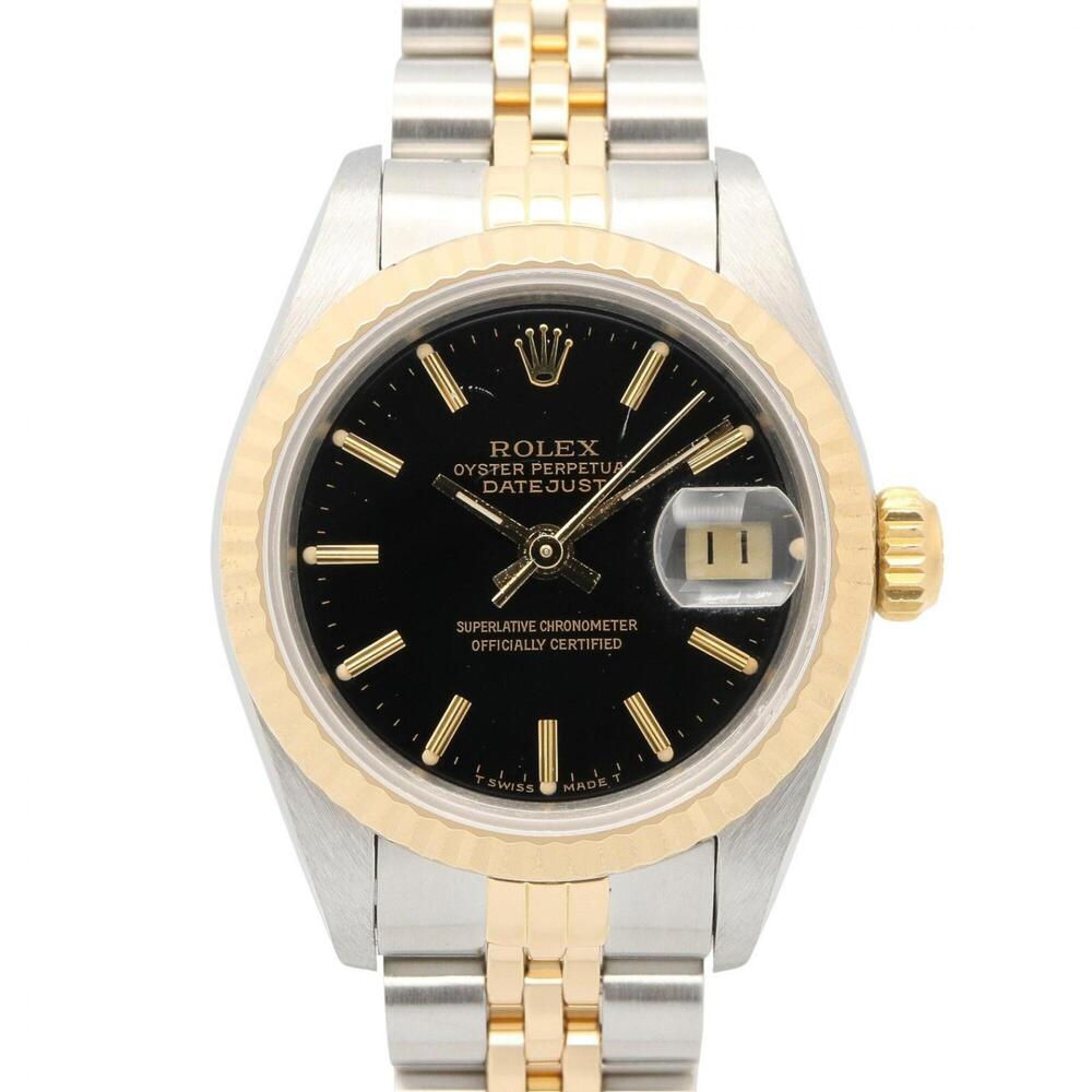 Rolex Datejust 97 Bar Watch, 18K (Yellow Gold) Stainless Steel, Ladies', Blac...
